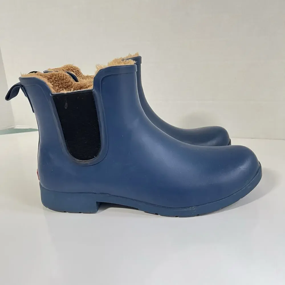 Chooka Women's Size 10 Delridge Chelsea Waterproof Plush Lined Rain Boots Blue